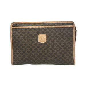 Celine clutch bag Macadam monogram coated canvas Brown